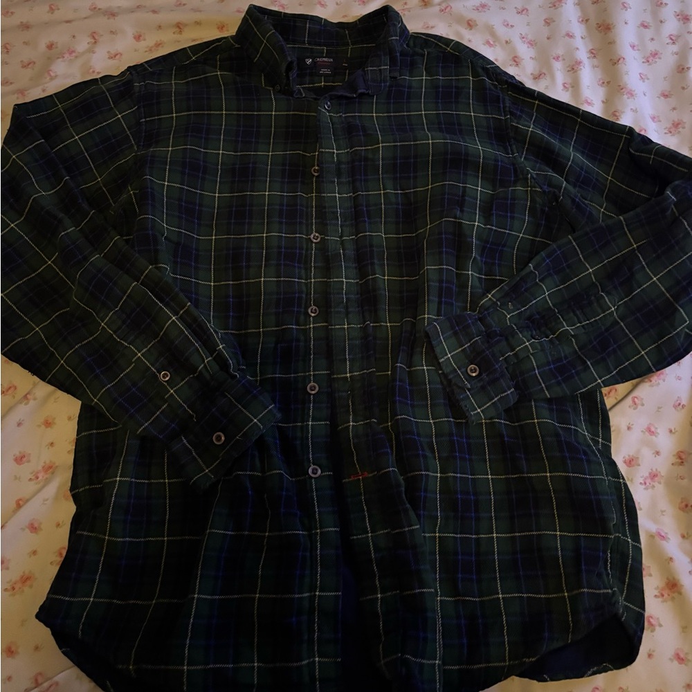 Vintage Daniel Cremieux Navy and Green Plaid Button-Up